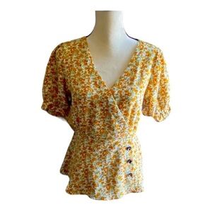JON & ANNA-YELLOW FLORAL TOP-SIZE SMALL